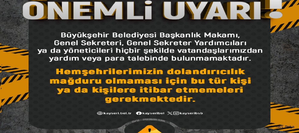 Büyükşehir'den Dolandırıcılara Karşı Önemli Uyarı