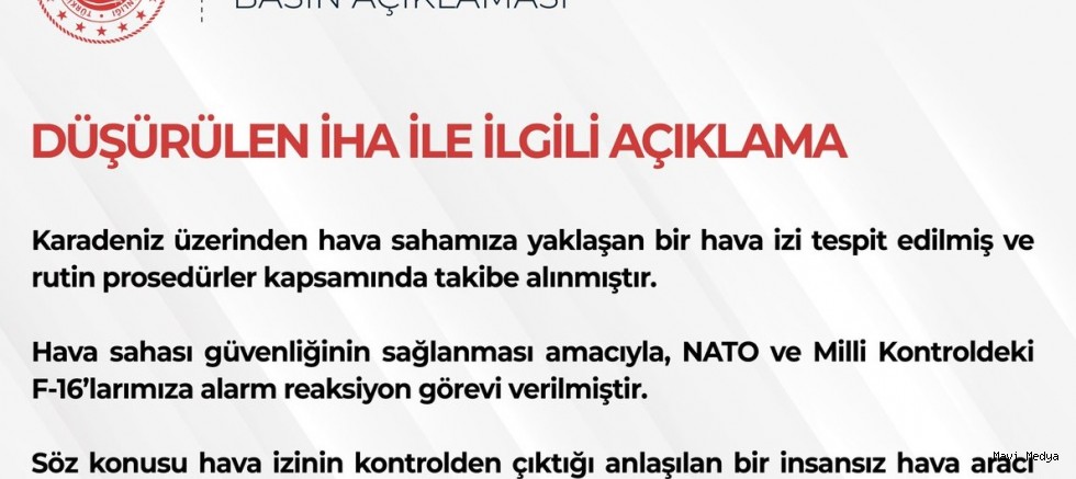 MSB, Karadeniz üzerinde bir İHA düşürüldüğünü açıkladı