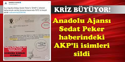 Anadolu Ajansı Sedat Peker haberindeki AKP'li isimleri sildi