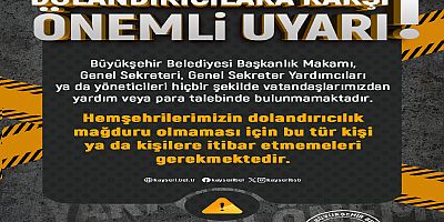 Büyükşehir'den Dolandırıcılara Karşı Önemli Uyarı