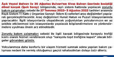 Büyükşehir Ulaşım A.Ş.'den Önemli Duyuru