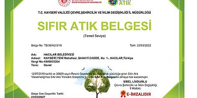 HACILAR BELEDİYESİ SIFIR ATIK BELGESİNİ ALDI