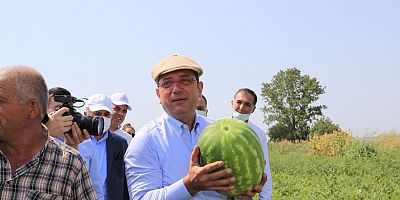 İmamoğlu, çiftçilerle ilk hasadı yaptı