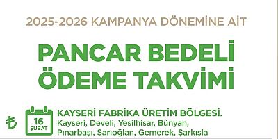 Kayseri Şeker 2025–2026 Pancar Bedeli Ödeme Takvimini Açıkladı.