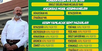 KOCASİNAN’DA 12 AYRI NOKTADA  KURBAN KESİM HİZMETİ VERİLECEK