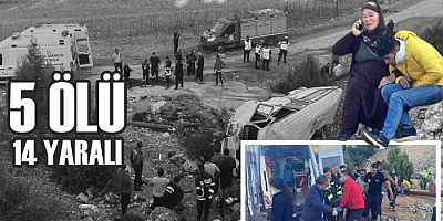 Mersin'de minibüs şarampole uçtu, 5 ölü, 14 yaralı