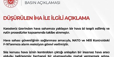 MSB, Karadeniz üzerinde bir İHA düşürüldüğünü açıkladı