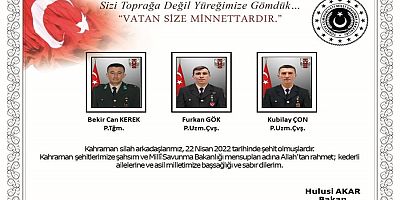 Pençe-Kilit operasyonundan acı haberler geldi.  3 Şehidimiz Var