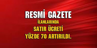 Resmi Gazete ilan ücretine zam