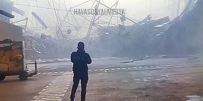 THY kargo binasının çatısı kardan çöktü