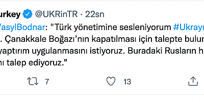 Ukrayna, Çanakkale Boğazının kapatılmasını istedi