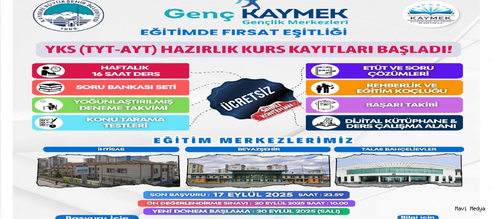 ÜCRETSİZ YKS KURS KAYITLARI BAŞLADI