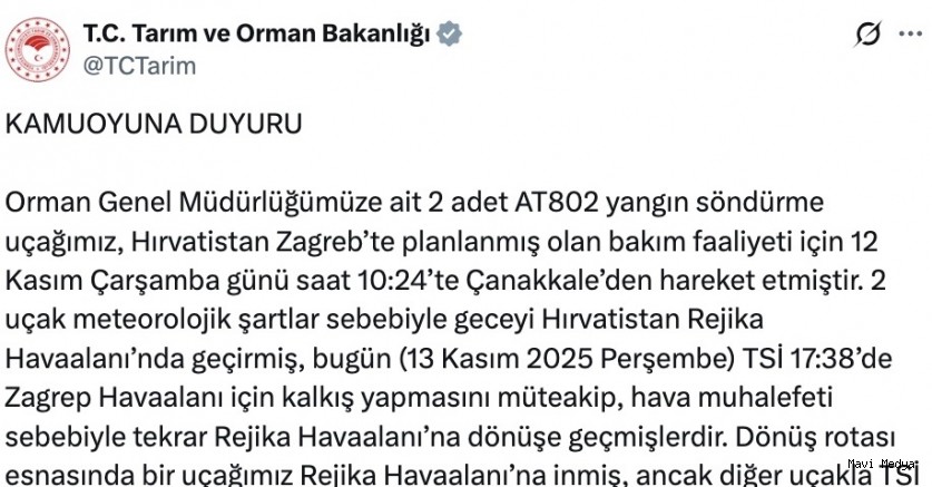 Yangın söndürme uçağıyla bağlantı kesildi